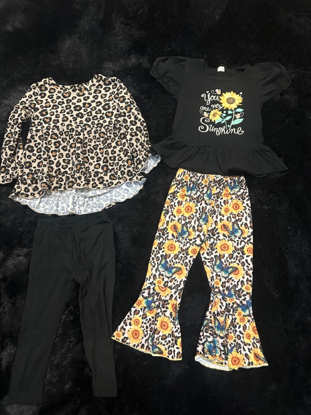 Kidgets Black & Yellow Leopard Sunflower Matching Set